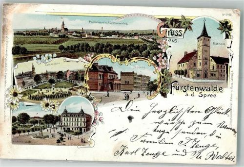 Fürstenwalde 1899 Rathaus Kaiserplatz Denkmalsplatz Kaserne
