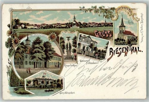 Biesenthal 1900 Kriegerdenkmal Gasthaus Fichtenhain Seeschlößchen Altes & Neues Rathaus Sonnenblumen