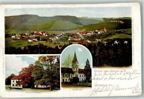 07980 O6602 Berga , Elster 1913 - Rathaus Gasthaus Schützenhaus