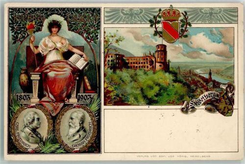 Heidelberg 1903 1803-1903 Wappen Ruperto Carola Eule Verlag Edm. von König Studentika