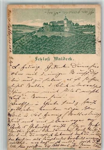 Waldeck Vorläufer Druck um 1880 - 1889 Schloß Waldeck