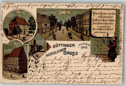 Göttingen 1898 Haus Markt Schützenhaus Mauerturm Weender Tor Nachtwächter Gedichtvers