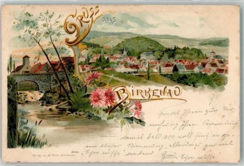 69488 W6943 Birkenau , Odenw 1897 Lithographie Bahnpost Fürth Weinheim Zug 10 23.10.97