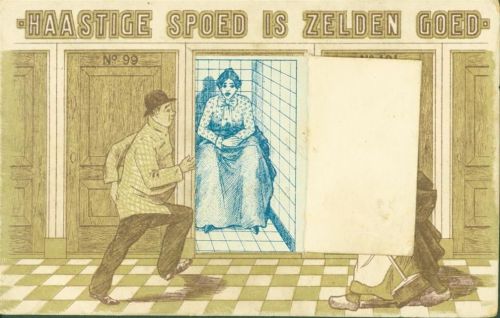 1905 Putzfrau Holzschuhe Türe zum aufklappen Einriss an der Türe unten