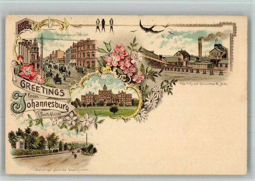Johannesburg Fabrik Krankenhaus Straße Lithographie