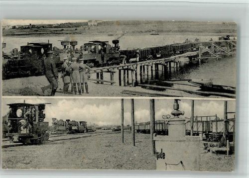 O8401 Schänitz b Riesa Linie Weissig-Seeligstadt Sachsen Pontonbrücke a.d. Elbe , Bahnhofsanlage Eisenbahn Militär 1909 BOAKC