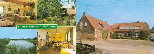 Haßmoor Gasthaus Biller Innen- und Aussenansicht Klappkarte Naturpark Wetensee
