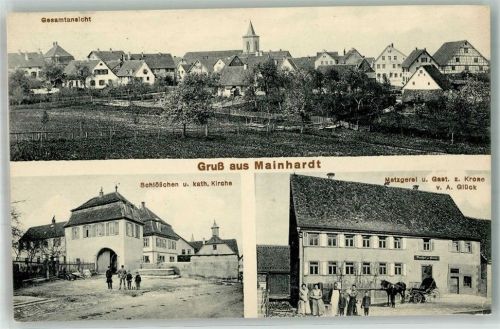 Mainhardt 1914 Schlösschen Kirche Gasthaus-Metzgerei zur Krone
