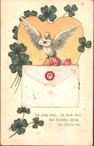 Lichtenthal Briefkuvertapplikation montiert auf Gruß-AK von 1907