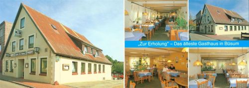 Büsum Gasthaus Zur Erholung Innen-und Aussenansicht Klappkarte
