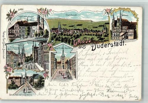 Duderstadt 1897 Rathaus Ursulinen-Kloster Bahnhofstraße Spiegelbrücke