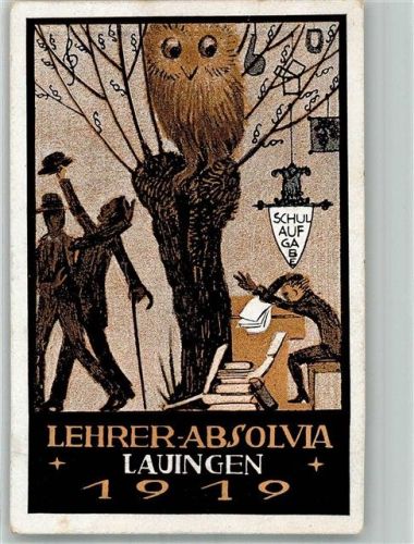 Lauingen 1919 Studentika Lehrer Absolvia Lauingen 1919 Eule Baum