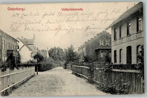 39606 O3540 Osterburg Altmark 1907 - Wall-Promenade Villen