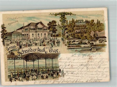 Trier 1906 Gasthaus Schneidershof Glasveranda Moseldampfer