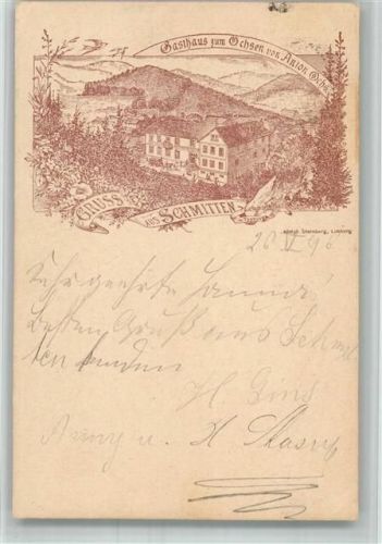 Schmitten 1896 Vorläufer Druck um 1880 - 1889 Gasthaus zum Ochsen