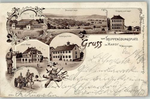 Münsingen 1898 Truppenübungsplatz Hardt Barackenlager Casino Hotel Ferzer Gasthaus Ludwigs Höhe
