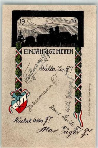 Metten 1917 Studentika Einjährigen Metten 1917 Studentenwappen