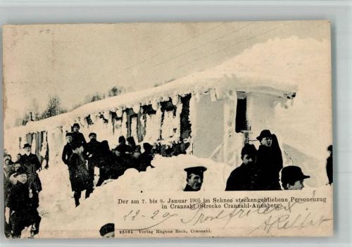 Cranzahl 1905 1905 im Schnee steckengebliebene Eisenbahn , Passagiere warten