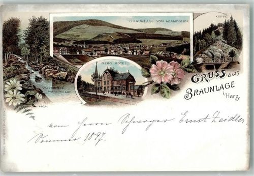 Braunlage 1897 Berg-Hotel Klippe Wasserfälle