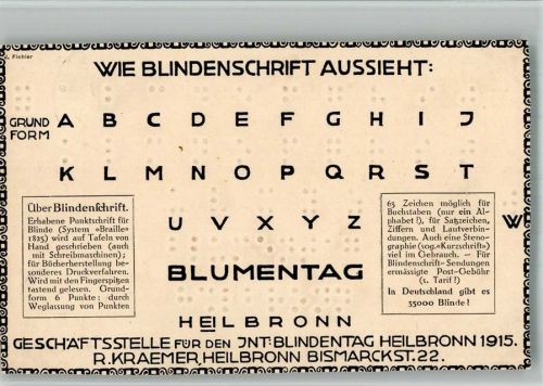 Heilbronn Wie Blindenschrift aussieht Blindentag 1915