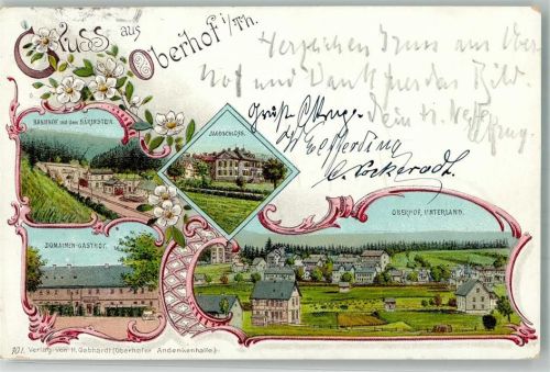 Oberhof 1901 Jagdschloß Bahnhof Domainen-Gasthaus Oberhofer Unterland
