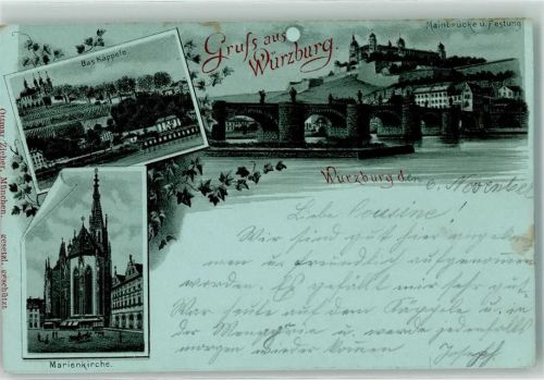 Würzburg Mainbrücke Festung Marienberg Marienkirche Käppele Verlag Ottmar Zieher-München