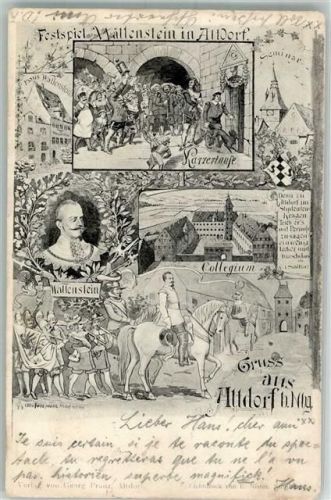 Altdorf 1899 Festspiel Wallenstein Portrait Wallenstein Karzertaufe Collegium