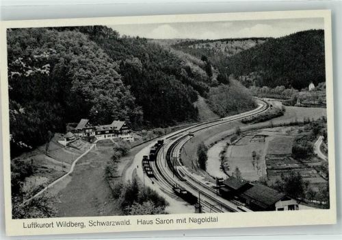 72218 W7277 Wildberg , Württ Gebrauchsspuren Luftkurort Haus Saron Nagoldtal Bahnhof Eisenbahn
