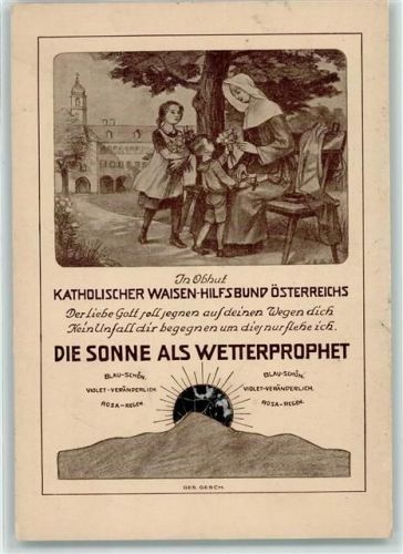Katholischer Waisen Hilfsbund Österreich, Religion Nonne Bildkarte mit Anzeige für Luftfeuchitigkeit