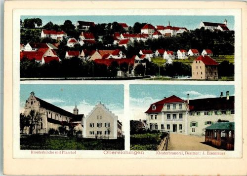 Oberelchingen 1933 Original aufmontierte Verlagsmusterkarten Klosterkirche Pfarrhof Klosterbrauerei