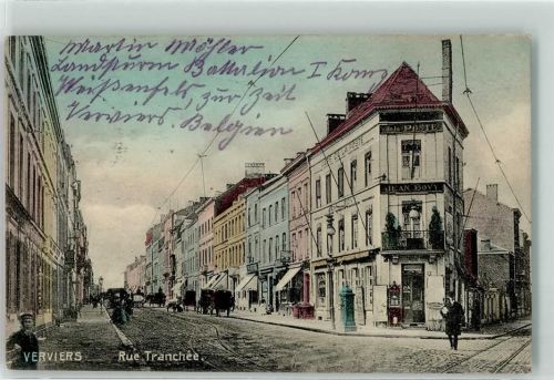 Verviers 1914 Rue Tranchee Geschäfte Gleise Kutsche