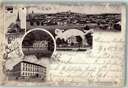 Schleiz 1898 Bergkirche Hotel Sonne Villa Luginsland Heinrichsruh