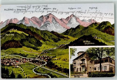 83313 W8227 Alzing , Kr Traunstein, Oberbay - Vogelschau Genesungsheim Hochfelln Hochgern Hochlerch