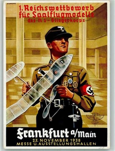 W6000 Frankfurt am Main 1 Reichswettbewerb für Saalflugmodelle NS Fliegerkorps Sonderstempel 1938 Propaganda WK II BOAKC