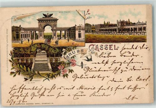 Kassel 1896 Aue-Tor Orangerieschloß Hessendenkmal