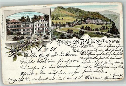 Rabenstein 1898 Lithographie Pension Villa Rabenstein