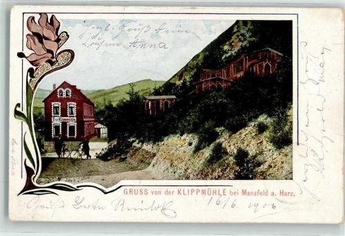 Mansfeld 1906 Gasthaus zur Klippmühle Jugendstil