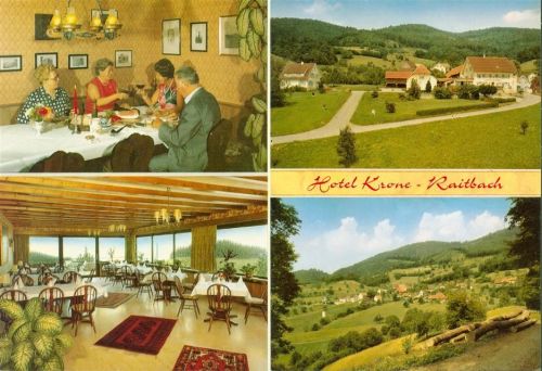 Raitbach Hotel Krone Innen-und Aussenansicht Klappkarte