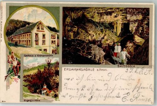Hasel 1901 sign. Haller, W. Gasthaus zur Erdmannshöhle Bachhöhle Verlag Fr. Schmidt 814