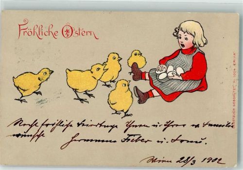 1902 Ostern Kind mit Eier Verlag Erika 1004