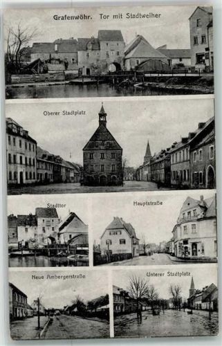 Grafenwöhr Tor m. Stadtweiher Oberer Stadtplatz Hauptstraße neue Ambergerstraße