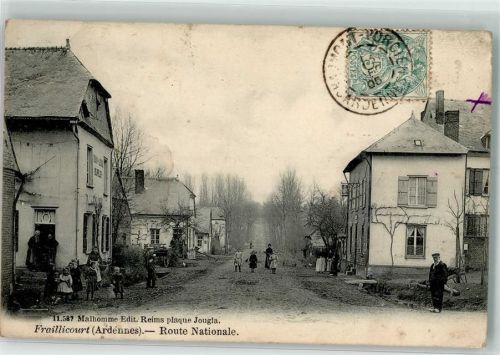 08220 Fraillicourt 1905 Foto AK Route Nationale Briefmarke auf Bidlseite