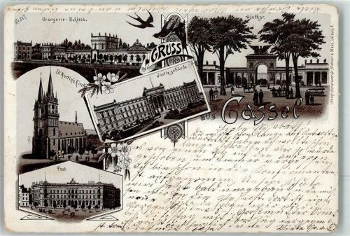 Kassel 1899 Post Justiz-Gebäude Orangerie-Schloß Auetor