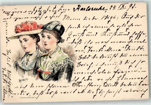 1897 Schwarzwaldpostkarte Trachten Verlag Elchlepp AK