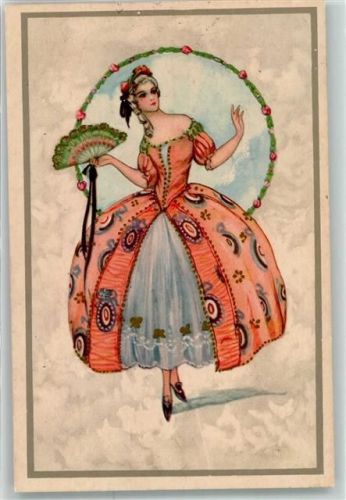 Dame mit Fächer Rokoko Ross Monopol Nr.1007