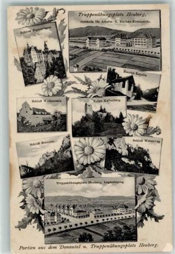 Heuberg 1914 Schloss Sigmaringen Wildenstein Bronnen Ruine Kallenberg Maurus Kapelle Lager Truppenübungsplatz Blumen