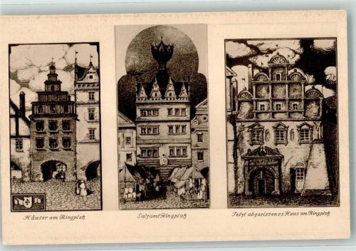 Litomerice Leitmeritz 1227 - 700 Jahrfeier Häuser am Ringplatz Salzamt