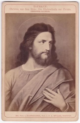 Dresden Fotografie hanfstaengl Nr 239 Hofmann Christus aus dem Bilde Die Ehebrecherin vor Christo Galerie