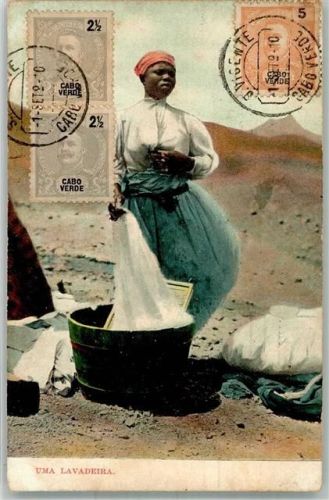 Mindelo 1910 Tracht Waschfrauen Briefmarke Bildseite