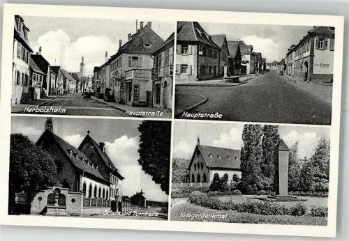79336 W7834 Herbolzheim , Breisgau - Hauptstraße Oldtimer Schule Turnhalle Kriegerdenkmal